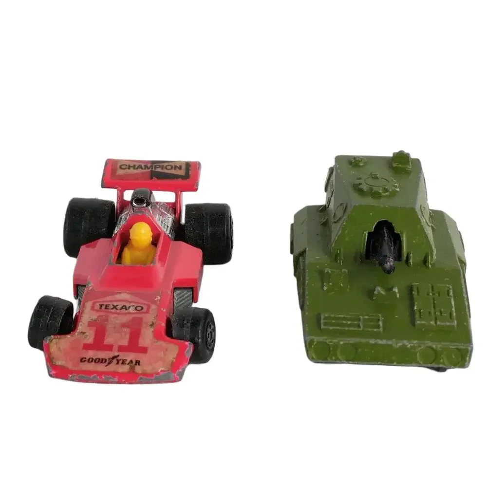 2 Vtg 1970s Lesney Matchbox DieCast Cars Made England, SP Gun Tank, Formula 5000